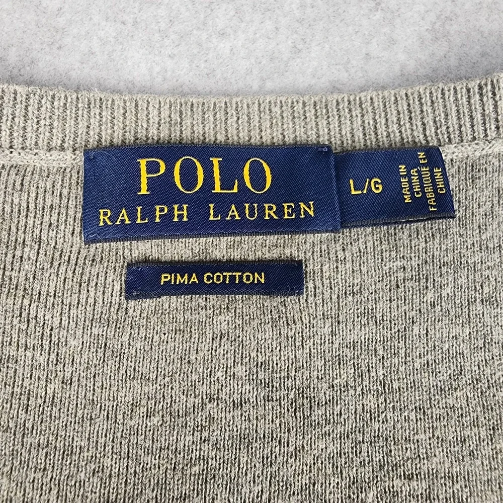 Polo Ralph Lauren Sweater Vest‎ Men's Large Gray Pima Cotton V Neck Golf